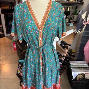 Floral V-Neck Dress with Tie Waist